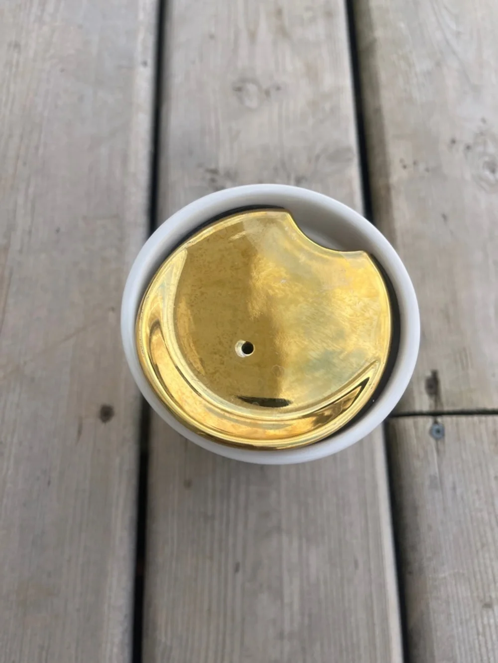 2015 Starbucks Gold Lid Gold Chevron Mermaid Ceramic Travel Tumbler Mug. - Picture 4 of 8